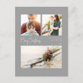 Cartes Pour Fêtes Annuelles Noël moderne | Trois photos centrées sur l'argent (Devant)