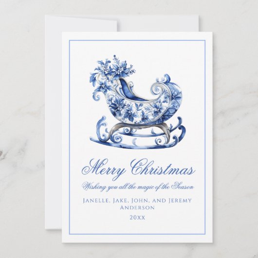 Cartes Pour Fêtes Annuelles Noël Monogram Blue Red Wreath (Devant)