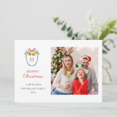 Cartes Pour Fêtes Annuelles Noël Monogramme Crest (Debout devant)