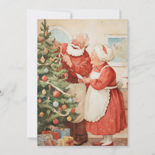 Cartes Pour Fêtes Annuelles Noël Monsieur et Madame Claus Rétro Vintage Simple