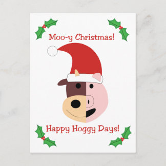 Cartes Pour Fêtes Annuelles Noël Moo-y et Joyeux Jours de Poussée !