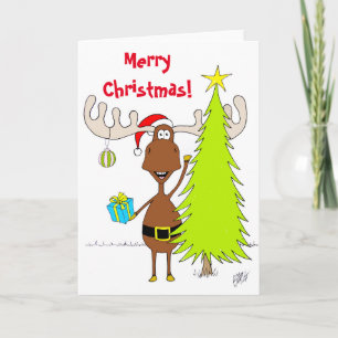 Cartes Pour Fêtes Annuelles Noël : Moose (Heureux)