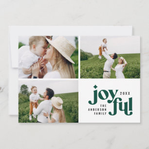 Cartes Pour Fêtes Annuelles Noël multi photo moderne typographie verte
