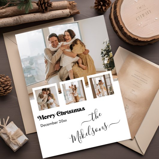 Cartes Pour Fêtes Annuelles Noël Multi Photo Rétro