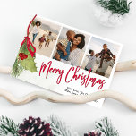 Cartes Pour Fêtes Annuelles Noël Multi Photo Winter Greenery Holly<br><div class="desc">Ce design comprend une photo de Noël joyeuse vacances verdure, avec un 1 unique modèle photo, des baies sèches rouges et vertes, un feuille botanique verdoyant hiver verdoyant, avec branches de pins, un faux-fond rouge ruban aquarelle, un joli carte photo de Noël, avec une simple photo de famille minimaliste, un...</div>
