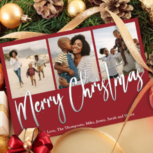 Cartes Pour Fêtes Annuelles Noël Multi Photo Winter Greenery Holly