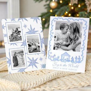 Cartes Pour Fêtes Annuelles Noël Nativité Bleu Aquarelle