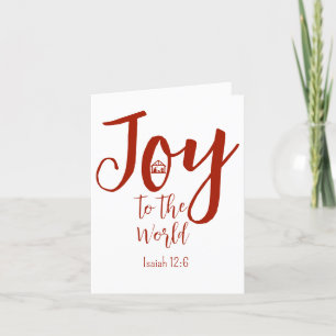 Cartes Pour Fêtes Annuelles Noël Nativité Joy au monde Rouge & Blanc