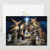 Cartes Pour Fêtes Annuelles Noël Nativité stable ange de scène (Devant / Derrière)