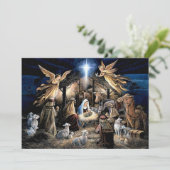 Cartes Pour Fêtes Annuelles Noël Nativité stable ange de scène (Debout devant)