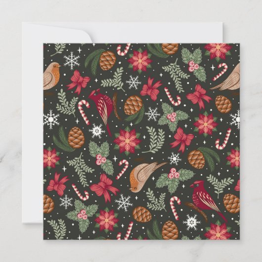 Cartes Pour Fêtes Annuelles Noël naturel Ditsy (Devant)