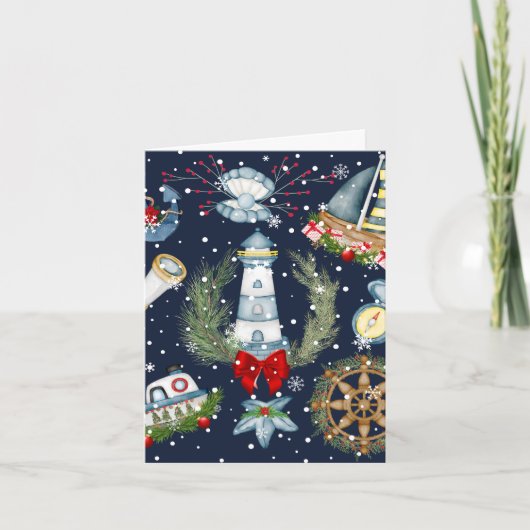 Cartes Pour Fêtes Annuelles Noël nautique (Devant)