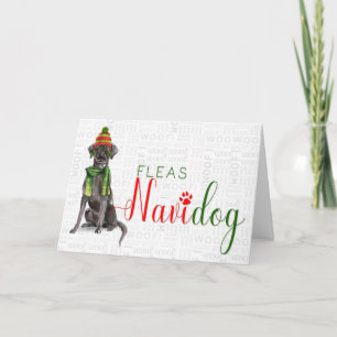 Cartes Pour Fêtes Annuelles Noël Navidog Labrador Retriever Noir Drôle de Puce