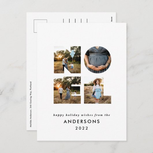 Cartes Pour Fêtes Annuelles Noel Noël bold moderne 4 photo simple Holiday (Devant / Derrière)