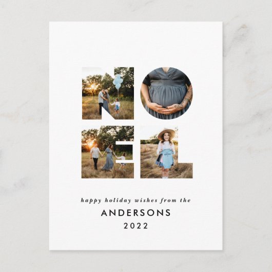 Cartes Pour Fêtes Annuelles Noel Noël bold moderne 4 photo simple Holiday (Devant)