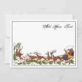 Cartes Pour Fêtes Annuelles Noël Noël Noël Père Noël Sleigh Reindeer frontière (Devant)