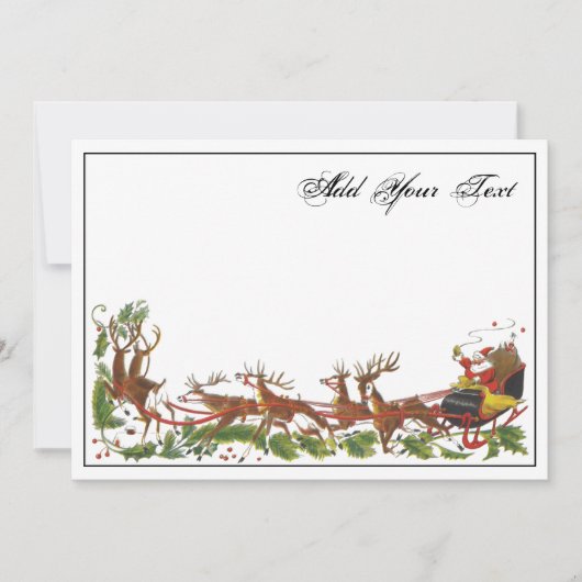 Cartes Pour Fêtes Annuelles Noël Noël Noël Père Noël Sleigh Reindeer frontière (Devant)