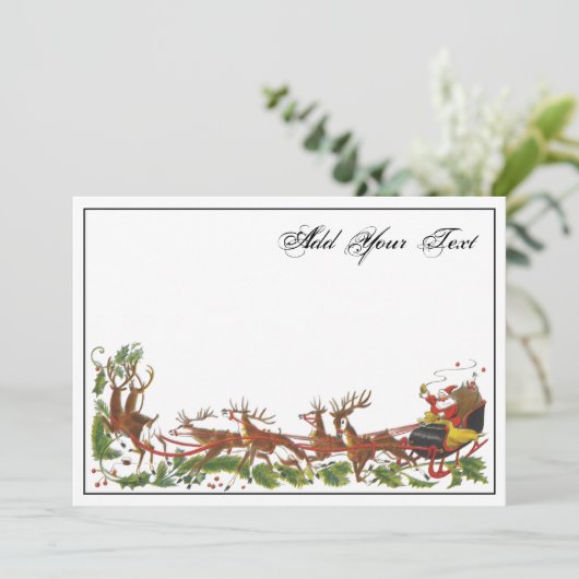 Cartes Pour Fêtes Annuelles Noël Noël Noël Père Noël Sleigh Reindeer frontière (Debout devant)