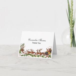 Cartes Pour Fêtes Annuelles Noël Noël Noël Père Noël Sleigh Reindeer frontière