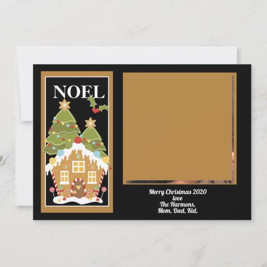 Cartes Pour Fêtes Annuelles Noel Noël Salutation Gingerbread Maison Photo (Devant)