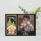 Cartes Pour Fêtes Annuelles Noel Noël Salutation Gingerbread Maison Photo (Debout devant)