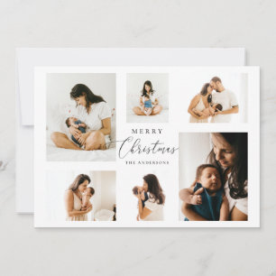 Cartes Pour Fêtes Annuelles Noël noir blanc simple collage moderne photo