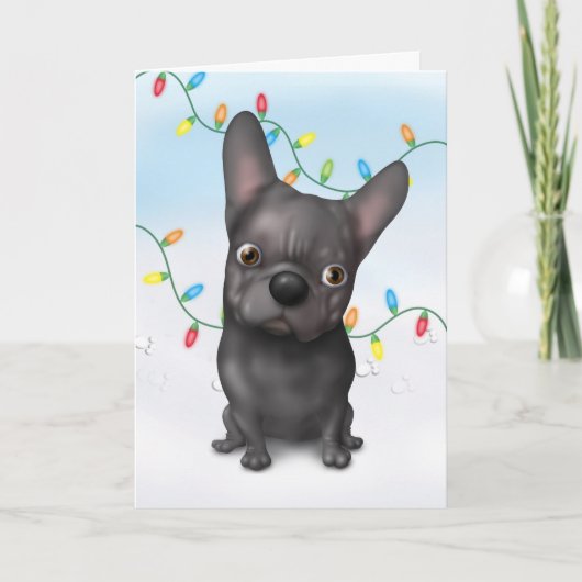 Cartes Pour Fêtes Annuelles Noël (noir) de bouledogue français (Devant)