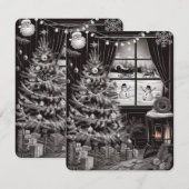 Cartes Pour Fêtes Annuelles Noël noir et blanc (Devant / Derrière)