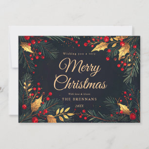 Cartes Pour Fêtes Annuelles Noël Noir Or Élégant Festif