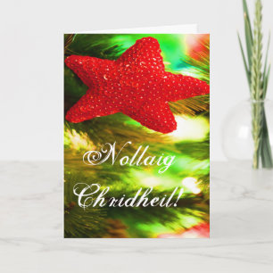 Cartes Pour Fêtes Annuelles Noël Nollaig Chridheil Red Star I Holiday Car
