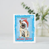 Cartes Pour Fêtes Annuelles Noël Norvégien Elkhound (Debout devant)