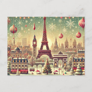 Cartes Pour Fêtes Annuelles Noël nostalgique à Paris – La magie des fêtes