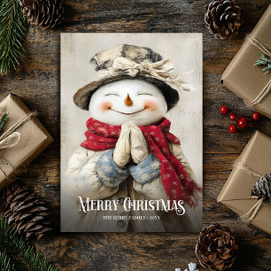 Cartes Pour Fêtes Annuelles Noël Nostalgique Aquarelle Rouge Blanc Bonhomme de