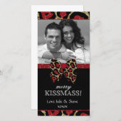 Cartes Pour Fêtes Annuelles Noël Nouvel An Fêtes Parties scintillant léopard P (Devant / Derrière)