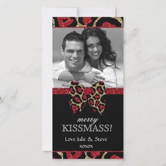 Cartes Pour Fêtes Annuelles Noël Nouvel An Fêtes Parties scintillant léopard P (Devant)