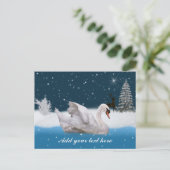 Cartes Pour Fêtes Annuelles Noël, Nuit neigeuse avec un cygne, personnalisable (Debout devant)