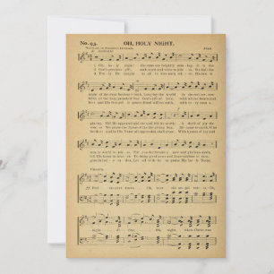 Cartes Pour Fêtes Annuelles Noël, Ô Nuit Sainte Musique de feuille vintage,
