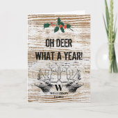 Cartes Pour Fêtes Annuelles Noël Oh Deer Quelle année Noël Monogramme (Devant)