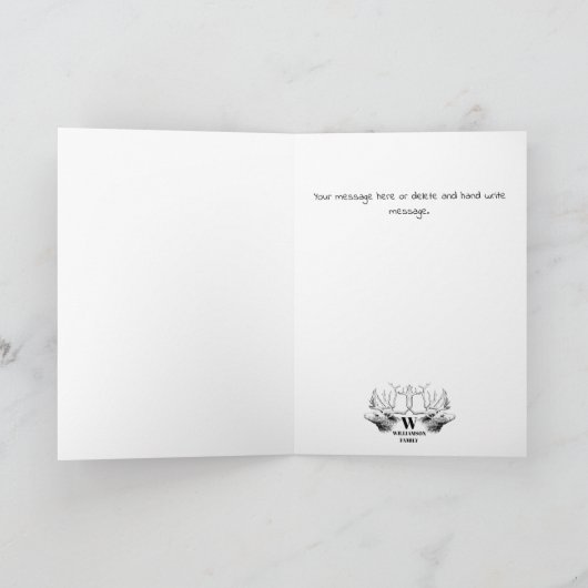 Cartes Pour Fêtes Annuelles Noël Oh Deer Quelle année Noël Monogramme (Intérieur)