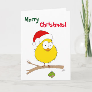 Cartes Pour Fêtes Annuelles Noël : Oiseau drôle (jaune)