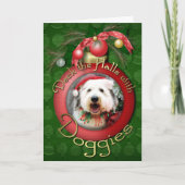 Cartes Pour Fêtes Annuelles Noël - Old English Sheepdog - Alphy (Devant)