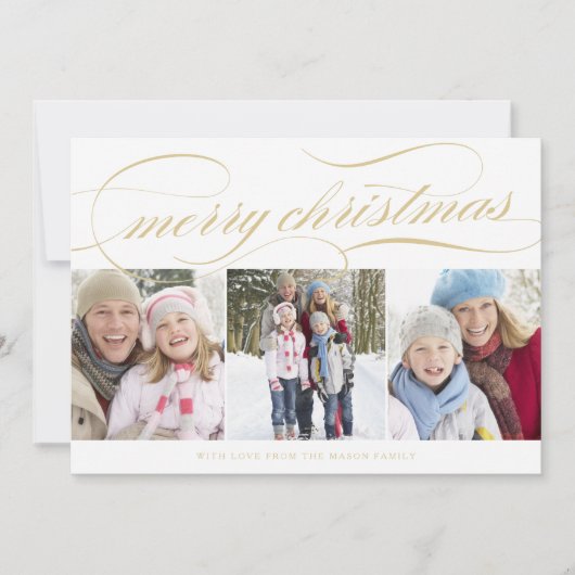 Cartes Pour Fêtes Annuelles Noël | Or/Blanc (Devant)