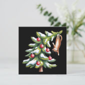 Cartes Pour Fêtes Annuelles Noël Orange Chat Arbre Chats Amoureux Famille Noël (Debout devant)