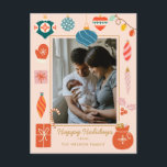 Cartes Pour Fêtes Annuelles Noël Ornement coloré mignon Photo de famille<br><div class="desc">Noël Coloré Famille Vacances Photo</div>
