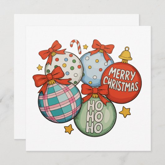 Cartes Pour Fêtes Annuelles Noël Ornements Bow Joyeux Noël Ho Snowman (Devant / Derrière)