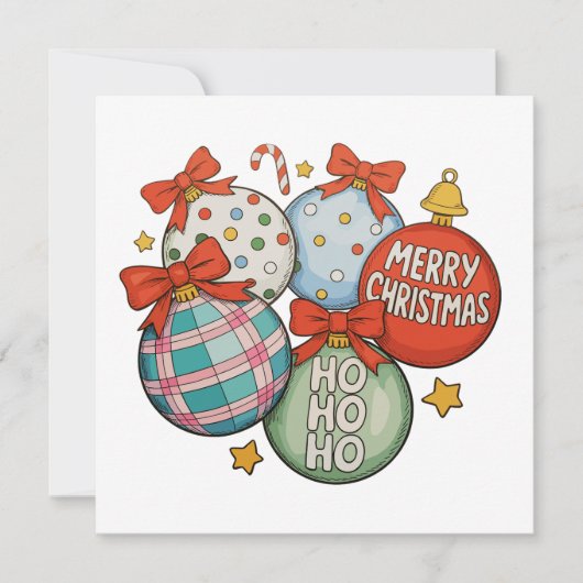 Cartes Pour Fêtes Annuelles Noël Ornements Bow Joyeux Noël Ho Snowman (Devant)