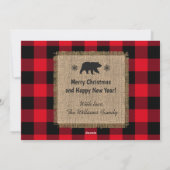 Cartes Pour Fêtes Annuelles Noël Ours rustique Farmhouse Nom de famille (Dos)