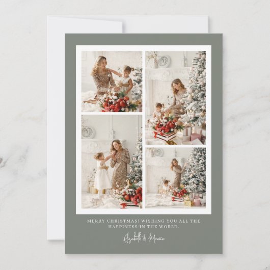 Cartes Pour Fêtes Annuelles Noël Oval Boho Vert (Dos)