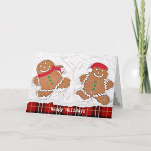 Cartes Pour Fêtes Annuelles Noël pain d'épices homme neige anges avec plaid