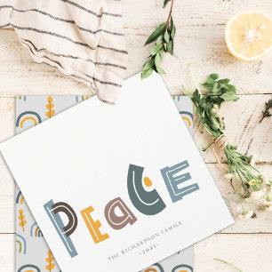 Cartes Pour Fêtes Annuelles Noël Paix Texte Pastel Scandi Jaune Gris